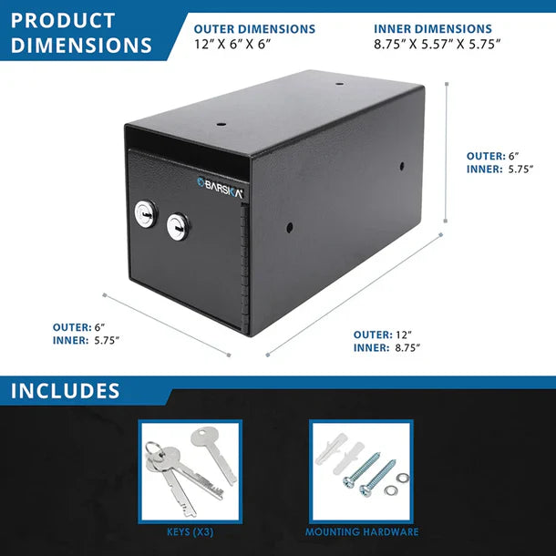 Barska AX13708 Dual Key Under Counter Safe