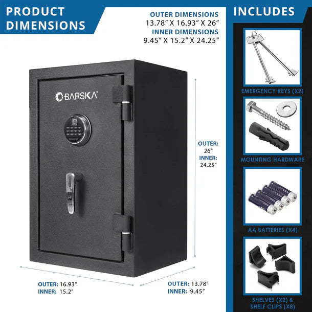 Barska AX13744 Biometric Keypad Fire Resistant Safe