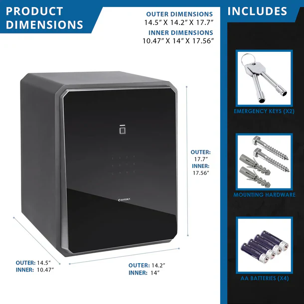 Barska AX13936 Obsidian 9-User Touchscreen Biometric Keypad Security Safe