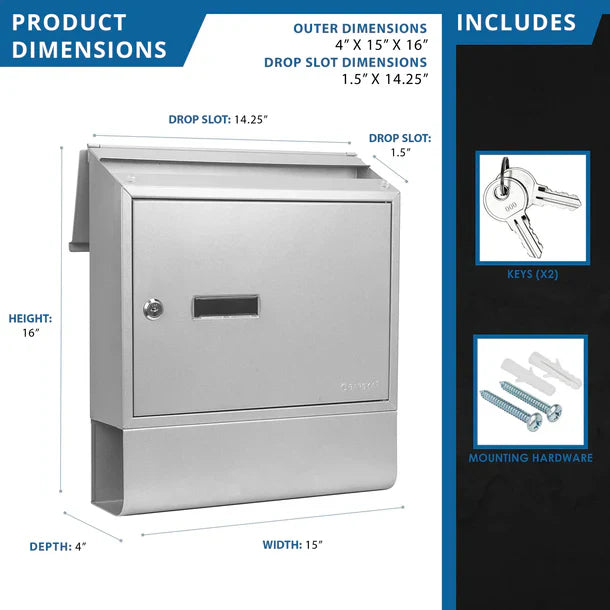 Barska CB13698 Contemporary Wall Mount Mailbox with Newspaper Bucket