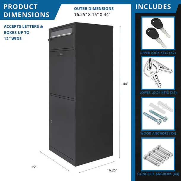 Barska CB13704 Dual Compartment Locking Mail and Parcel Box MPB-700