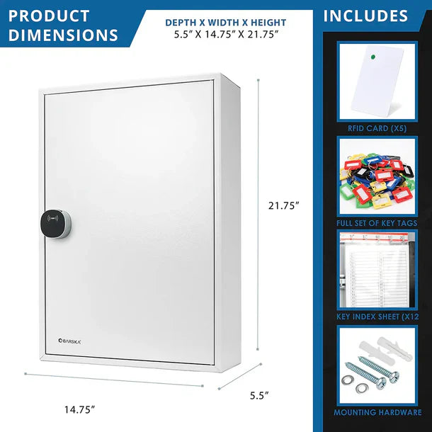 Barska CB13716 200 Position Key Cabinet with RFID Lock - Grey