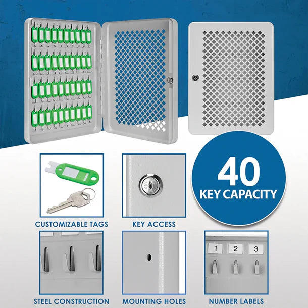 Barska CB13758 40 Capacity Fixed Position Mesh Front Key Cabinet with Key Lock