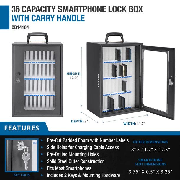 Barska CB14104 Cell Phone Storage Cabinet - 36 Slots