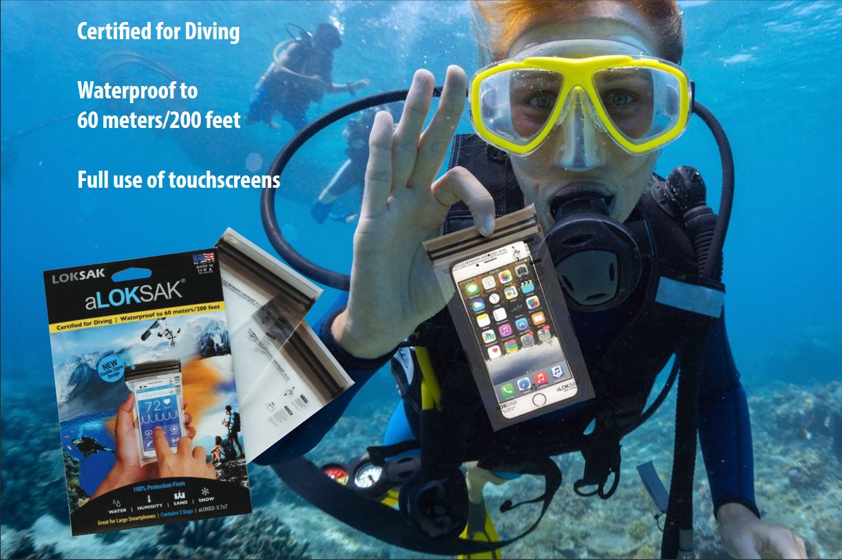 aLOKSAK Resealable Waterproof Bag Certified to 60 Meters 6" x 6" - 2 Pack